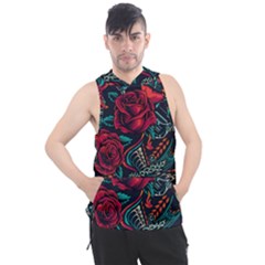 Vintage Flash Tattoos Designs Seamless Pattern Men s Sleeveless Hoodie