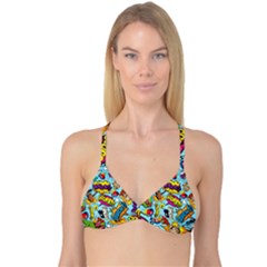 Graffiti Word Seamless Pattern Reversible Tri Bikini Top by Bedest