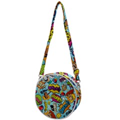 Graffiti Word Seamless Pattern Crossbody Circle Bag