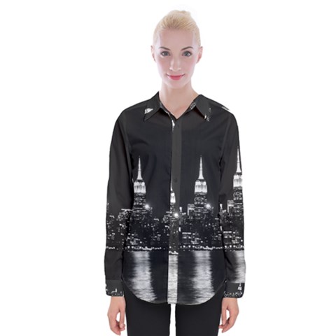 Photography Of Buildings New York City  Nyc Skyline Womens Long Sleeve Shirt by Cemarart