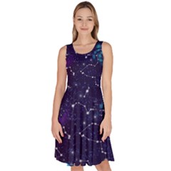 Realistic Night Sky With Constellations Knee Length Skater Dress With Pockets by Cemarart