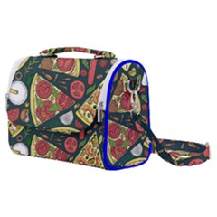 Seamless Pizza Slice Pattern Illustration Great Pizzeria Background Satchel Shoulder Bag by Cemarart