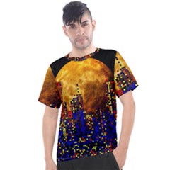 Skyline Frankfurt Abstract Moon Men s Sport Top by Cemarart