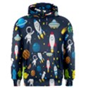 Big Set Cute Astronauts Space Planets Stars Aliens Rockets Ufo Constellations Satellite Moon Rover Men s Core Hoodie View1