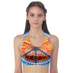 Tie Dye Peace Sign Fitness Sports Bra by Cemarart