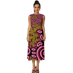 Authentic Aboriginal Art - You Belong Sleeveless Round Neck Midi Dress by hogartharts