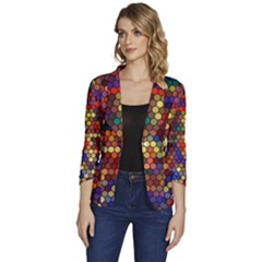 Flower Retro Funky Psychedelic Women s One-button 3/4 Sleeve Short Jacket