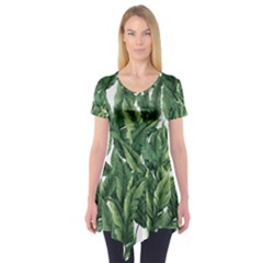 Green Banana Leaves Short Sleeve Tunic 