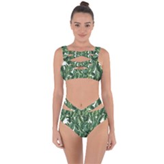 Green Banana Leaves Bandaged Up Bikini Set 