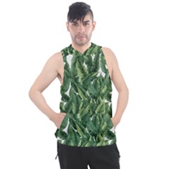 Green Banana Leaves Men s Sleeveless Hoodie