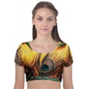 City Light Sky Landmark Painting Velvet Short Sleeve Crop Top  View1