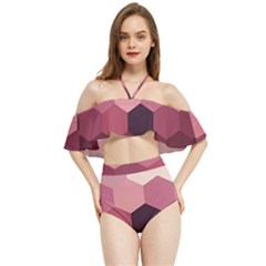 Hexagon Valentine Valentines Halter Flowy Bikini Set  by Grandong