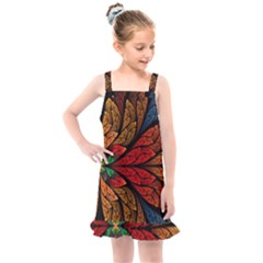 Fractals, Floral Ornaments, Rings Kids  Overall Dress