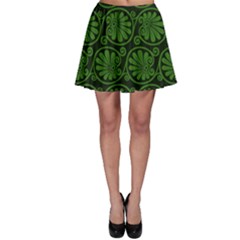 Green Floral Pattern Floral Greek Ornaments Skater Skirt by nateshop