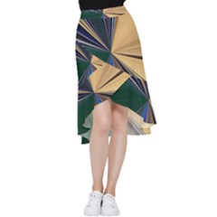 Blue Hexagon Pattern Frill Hi Low Chiffon Skirt by Cemarart