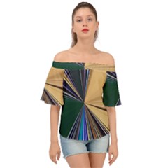 Zig Zag Pattern Geometric Design Off Shoulder Short Sleeve Top by Cemarart