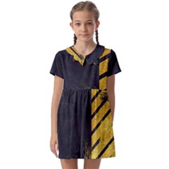 Grunge Lines Stone Textures, Background With Lines Kids  Asymmetric Collar Dress