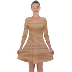 Light Wooden Texture, Wooden Light Brown Background Quarter Sleeve Skater Dress by nateshop