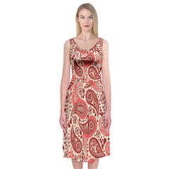 Paisley Red Ornament Texture Midi Sleeveless Dress