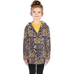 Paisley Texture, Floral Ornament Texture Kids  Double Breasted Button Coat by nateshop