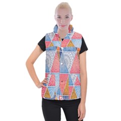 Texture With Triangles Women s Button Up Vest
