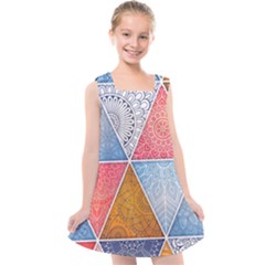 Texture With Triangles Kids  Cross Back Dress by nateshop