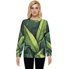 Banana Leaves Pattern Hidden Pocket Sweatshirt by goljakoff