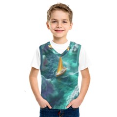 Seascape Boat Sailing Kids  Basketball Tank Top by Cemarart