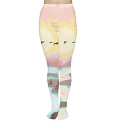 Mountain Birds River Sunset Nature Tights by Cemarart