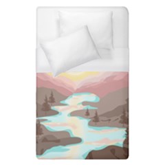 Mountain Birds River Sunset Nature Duvet Cover (single Size) by Cemarart