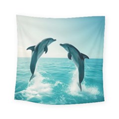 Dolphin Sea Ocean Square Tapestry (small) by Cemarart