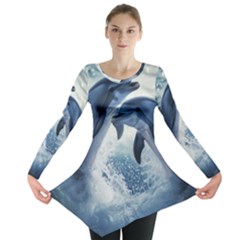 Dolphins Sea Ocean Water Long Sleeve Tunic 