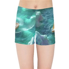 Seascape Boat Sailing Kids  Sports Shorts