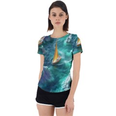 Seascape Boat Sailing Back Cut Out Sport T-shirt