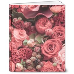 Pink Roses Flowers Love Nature 8  X 10  Hardcover Notebook by Grandong