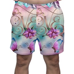 Love Amour Butterfly Colors Flowers Text Men s Shorts