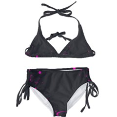 Butterflies, Abstract Design, Pink Black Kids  Classic Bikini Set by nateshop