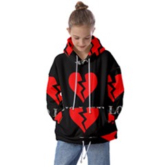 No Love, Broken, Emotional, Heart, Hope Kids  Oversized Hoodie