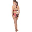 Retro Abstract Background, Brown-pink Geometric Background Halter Side Cut Swimsuit View2