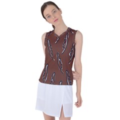 Feather Leaf Pattern Print Women s Sleeveless Sports Top by Cemarart