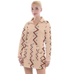 Print Pattern Minimal Tribal Women s Long Sleeve Casual Dress by Cemarart