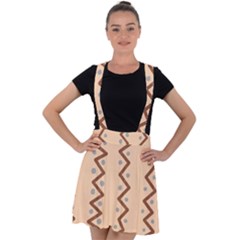 Print Pattern Minimal Tribal Velvet Suspender Skater Skirt by Cemarart