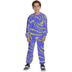 Blue Green Abstract Kids  Sweatshirt Set by Cemarart