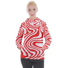 Red White Background Swirl Playful Women s Hooded Pullover by Cemarart