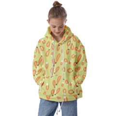 Pattern Leaves Print Background Kids  Oversized Hoodie by Cemarart