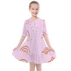 Elements Scribbles Wiggly Lines Retro Vintage Kids  All Frills Chiffon Dress by Cemarart