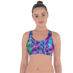 Spring Flower Neon Wallpaper Cross String Back Sports Bra