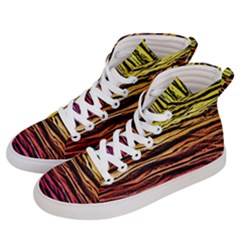 Rainbow Wood Digital Paper Pattern Men s Hi-top Skate Sneakers by Cemarart