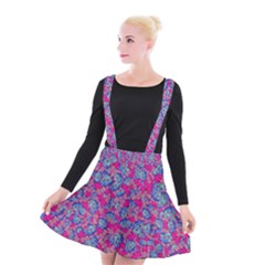 Colorful Cosutme Collage Motif Pattern Suspender Skater Skirt