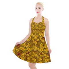 Blooming Flowers Of Lotus Paradise Halter Party Swing Dress  by pepitasart